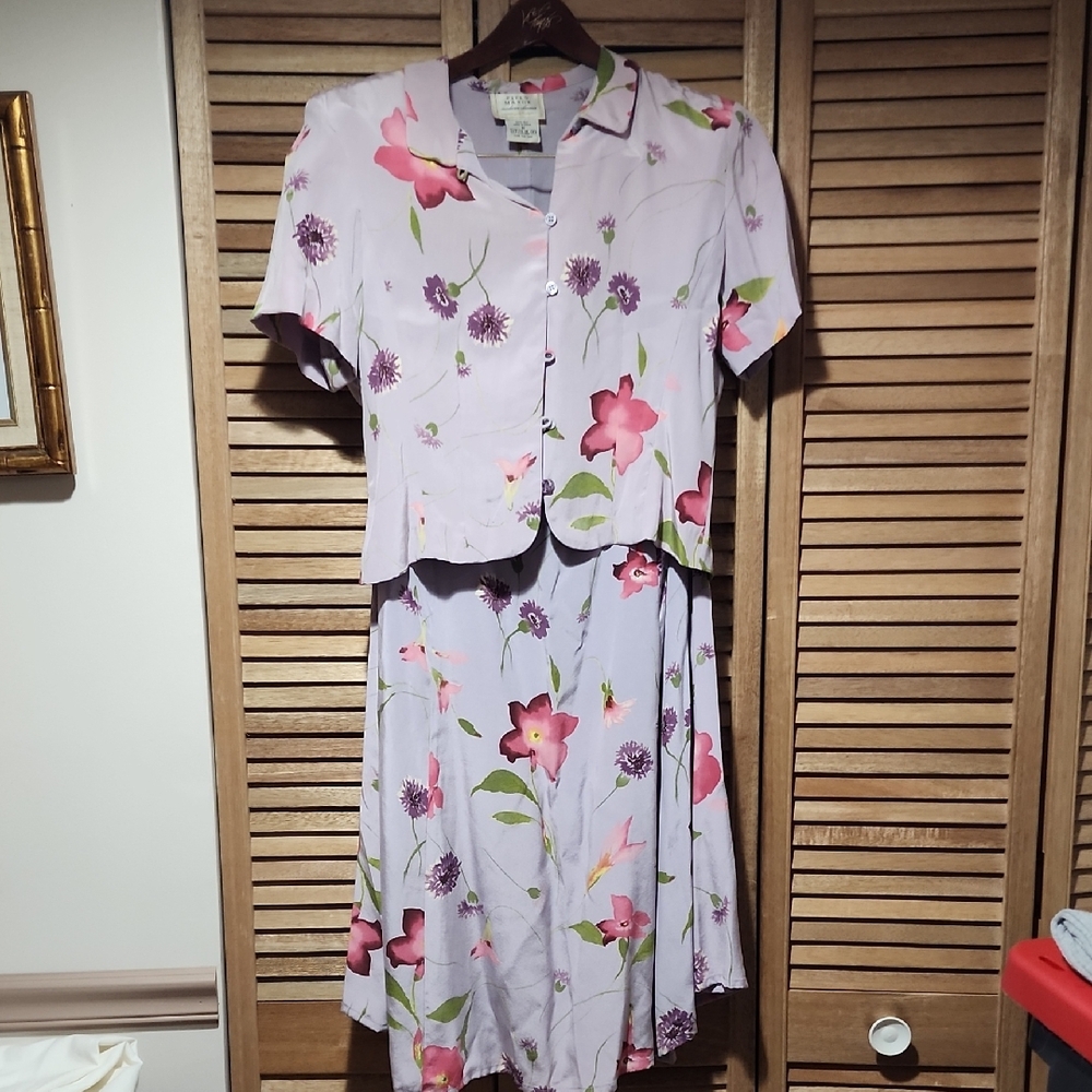 Floral Women's Silk Skirt Set